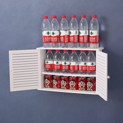 PPGE Home Router Storage Box White, Hide Wall TV Cables, Wood and Plastic Wall Shelf, Cable Management, Floating Shelf, Cable Organizer, WiFi Router Storage