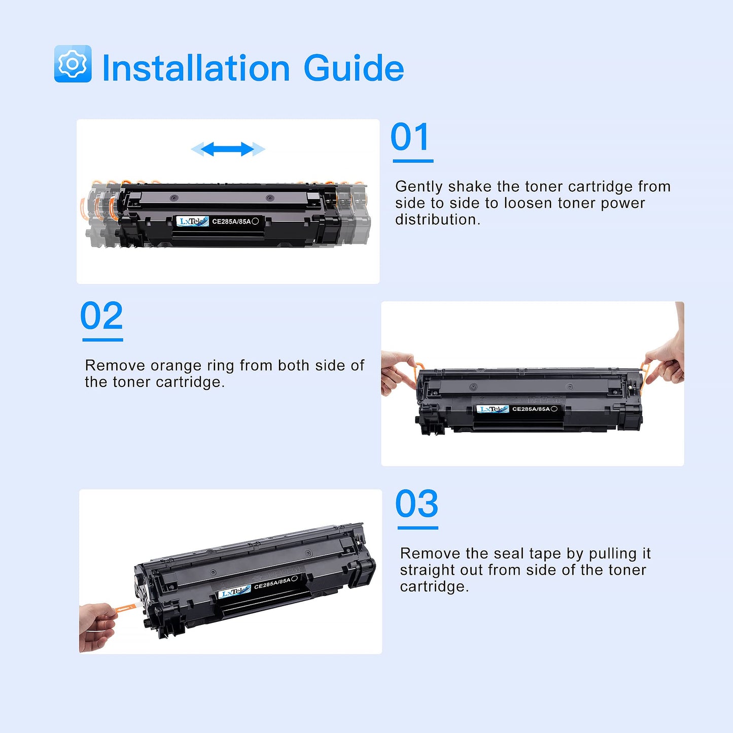 LxTek CE285A 85A compatible toner for HP Laserjet P1102W P1102 M1212NF M1132MFP M1217NFW M1212 M1132 M1210 M1210MFP P1109 (Black, 2-Pack)
