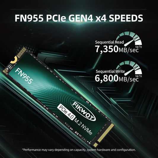 Fikwot FN955 2TB M.2 PCIe Gen4 Internal Solid State Drive with Graphene Thermal Conductive Adhesive - Up to 7350 MB/s, Dynamic SLC Cache, Compatible with laptops and PC desktops.