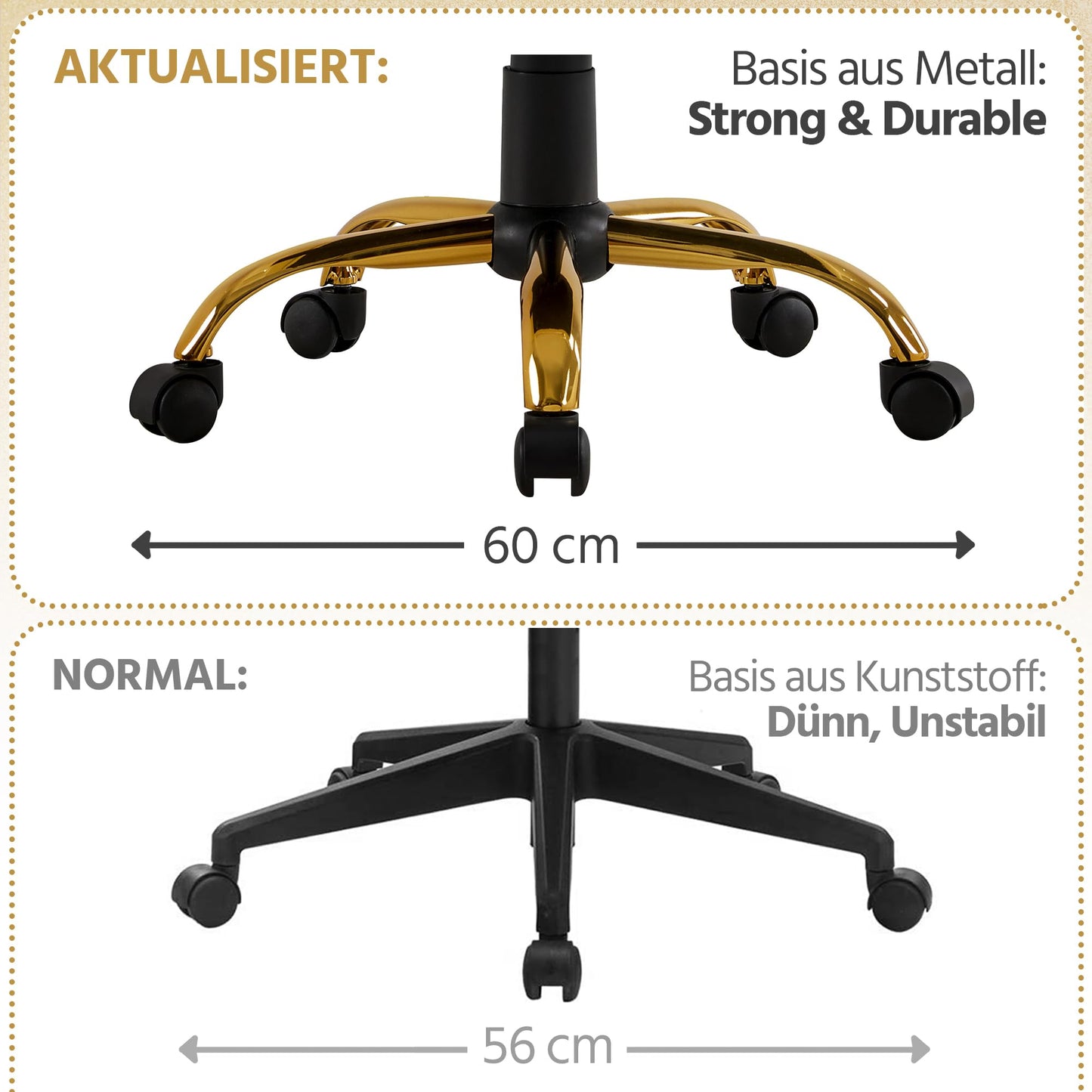 Yaheetech office chair ergonomic desk chair, swivel chair with casters, office stool with armrests, work chair with backrest, executive chair load capacity up to 130kg White/Golden.