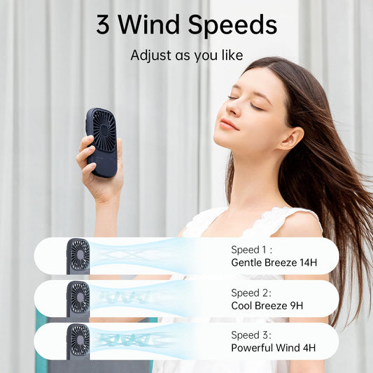 JISULIFE Handheld Fan Mini Fan, Small Portable Fan with Stand, Rechargeable USB Eyelash Fan with 3 speeds, Makeup Fan for Office Outdoor Blue