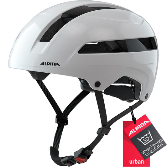 Alpina SOHO - Extremely sturdy, lightweight & individually adjustable urban bike helmet for adults, White Gloss, 55-59 cm