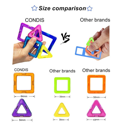CONDIS Magnetic Building Blocks 62 Pieces, STEM Magnet Blocks, Creative Educational Toy for Montessori Preschool Learning for Boys and Girls ages 3+
