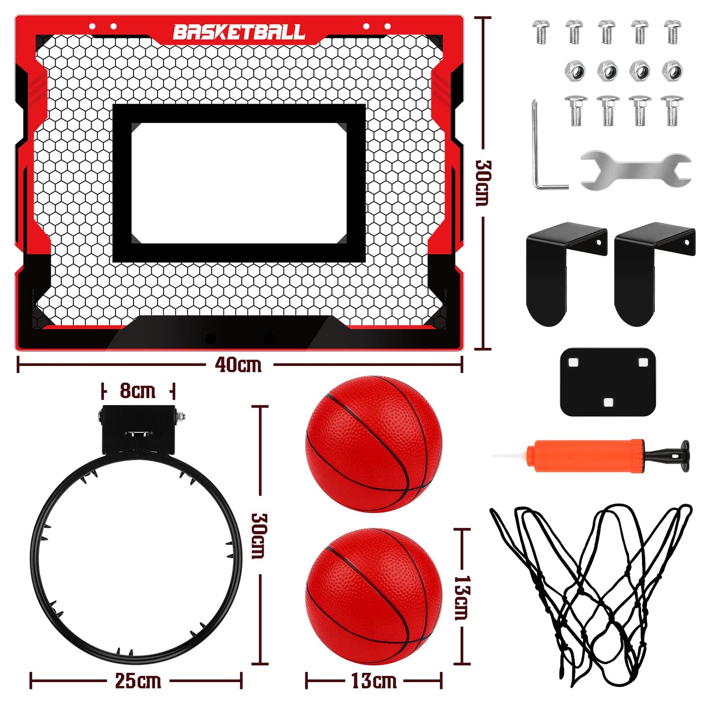 Indoor kids basketball hoop, gift for boys 6 8 10, mini basketball hoop room with 2 basketballs, sports toy basketball hoop set outdoor indoor