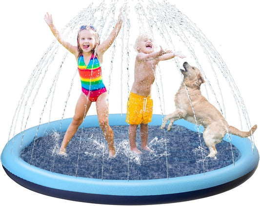 Tosekry Water Toys Kids Outdoor Games, 170CM Water Sprinkler Kids Splash Pad, Garden Toy Kids Sprinkler and Dog Pool with Anti-Slip Function (blue-170cm)