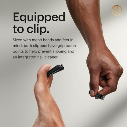 MANSCAPED® Shears 3.0, 5-piece travel nail care set for men, stainless steel manicure set with fingernail and toenail clippers, nail file, slant-tip tweezers, cuticle scissors, travel case.