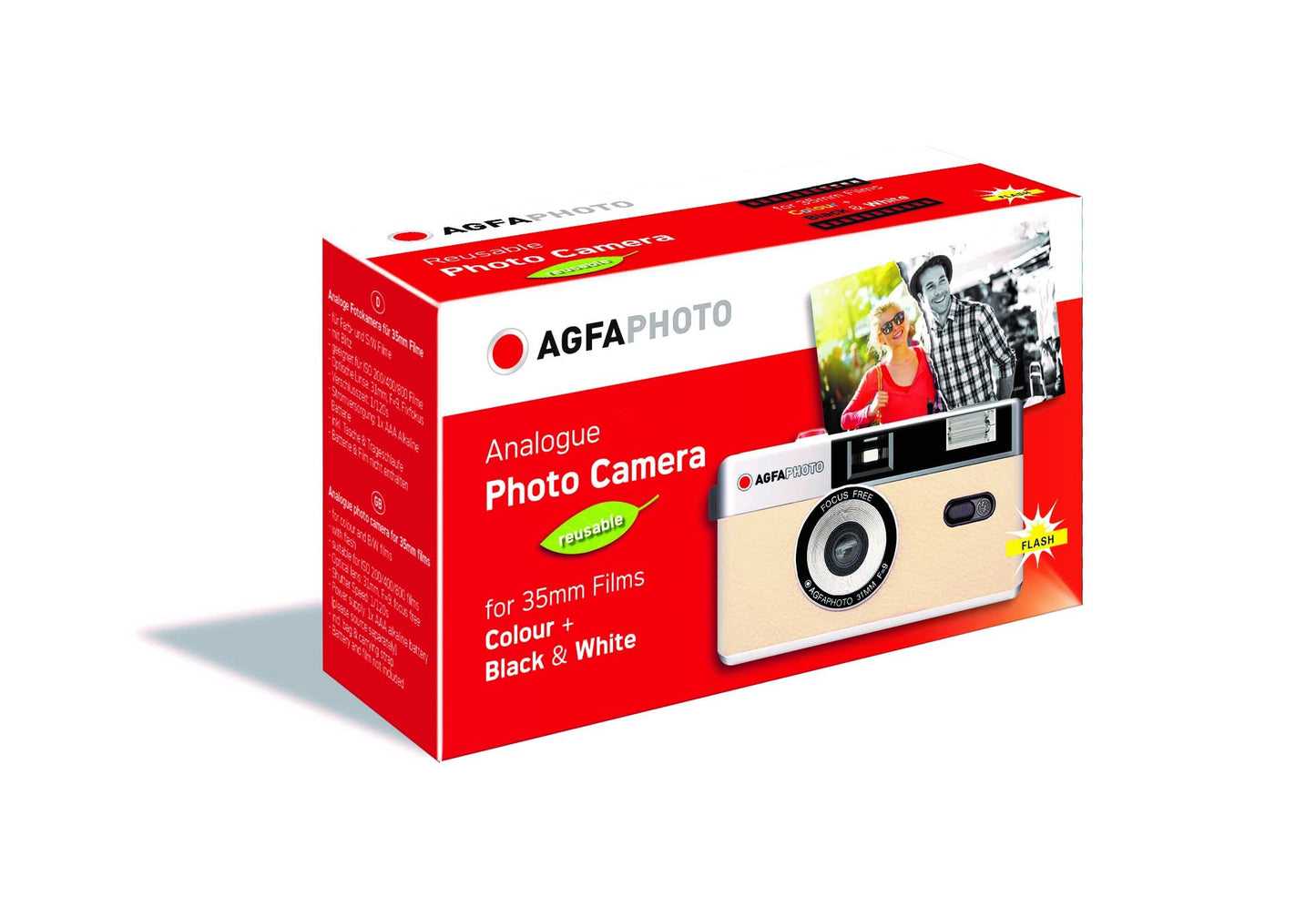 AgfaPhoto 35mm analog photo camera complete set: color film + battery + development for color photos (by mail)