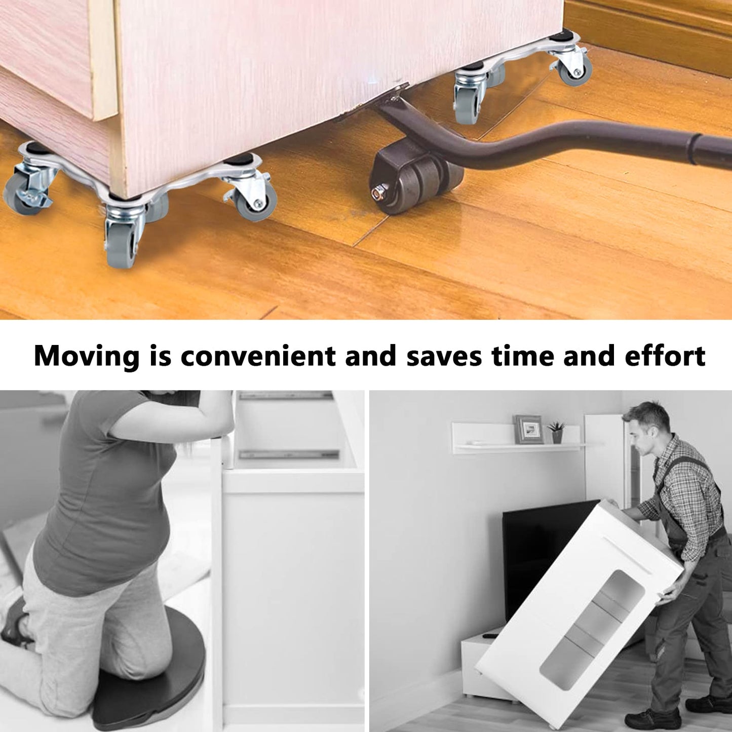 Furniture dolly transport roller, furniture lifter mover 1000kg capacity non-slip coating Heavy furniture moving tool with 4 dollies 1 lifter 2 protective covers 4 lifting pads 4 mats