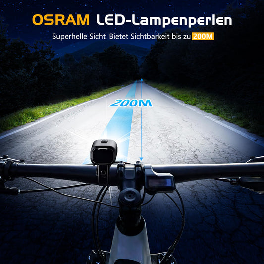 LED bike light set, StVZO approved front and rear bike lights with 1000mAh battery, 50 LUX bike light set USB rechargeable IPX5 waterproof bike lights LED set