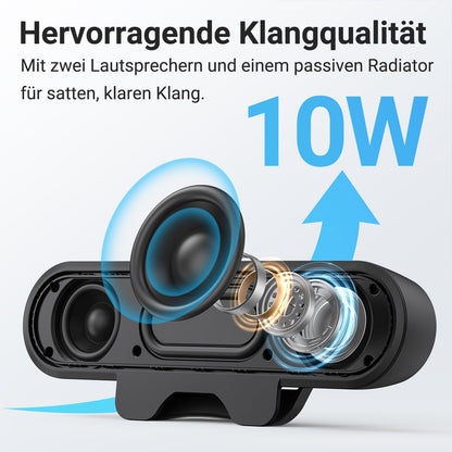 INGA USB speakers for computer monitor and laptop, clip-on desktop soundbar, USB/C-PC speakers, suitable for desktop, laptop, and Mac (Black).