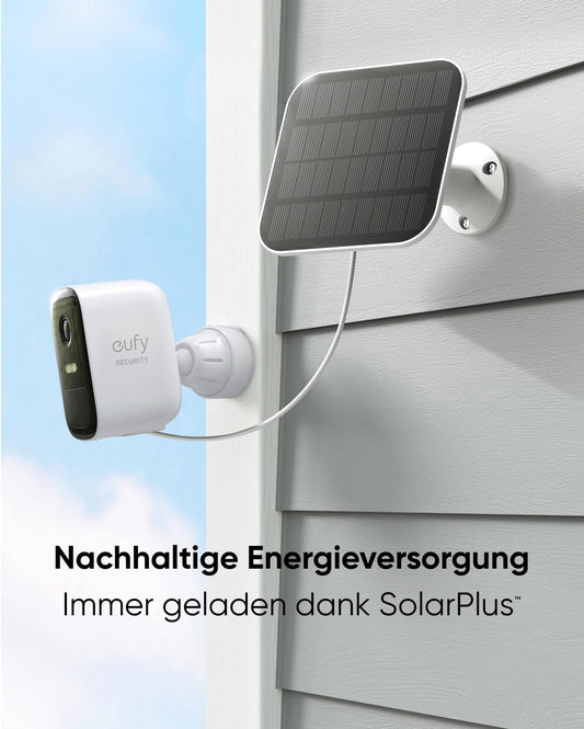 eufy Security eufyCam 2C 2-camera set, solar panel, outdoor surveillance camera, HomeKit compatible, 1080p HD, IP67 weatherproof, night vision, no monthly fees.