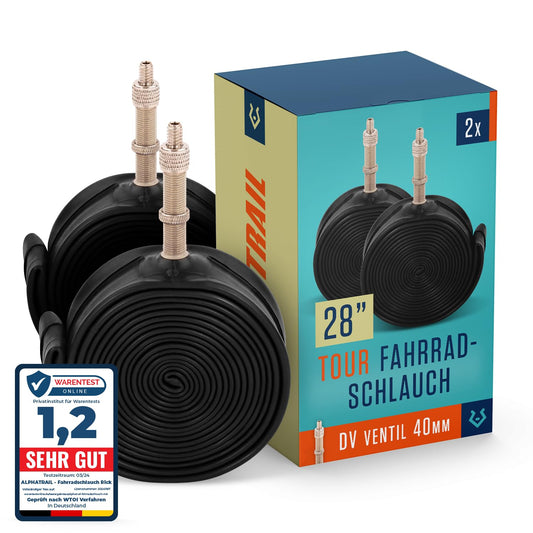 Alphatrail bike tube Rick 28 inch DV Dunlop valve 2X set with mobility guarantee I Compatible with bike tires Schwalbe, Continental, Conti, Michelin, Kenda & Maxxis bike tube.