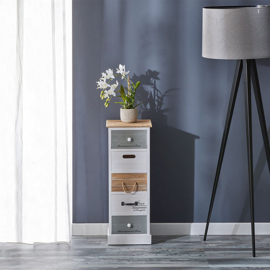 CARO-Möbel chest of drawers Salva drawer cabinet shelf storage shelf in white, shabby chic vintage look, 5 drawers