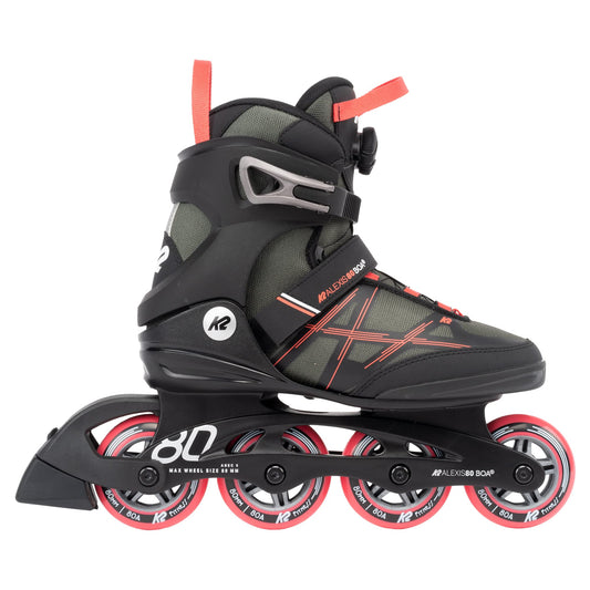 K2 Skates Women's Inline Skates Alexis 80 BOA, Grey - Coral, 30G0317.1.1.060.