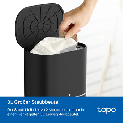 Tapo RV20 Max Plus robotic vacuum cleaner with mop function and automatic emptying station, 5300Pa ultra-strong suction power, 83mm ultra-slim design, compatible with Alexa & Google Assistant voice control, App.