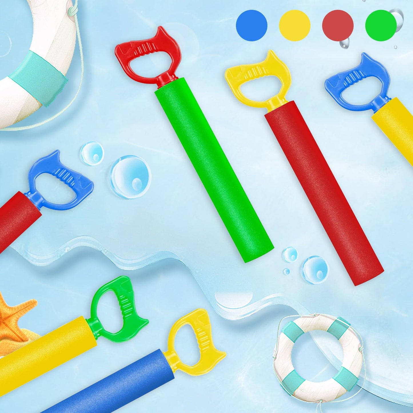 Water gun foam 38cm water gun children water squirts water squirt gun children squirt gun water large range water guns set water toys for pool beach games (6Pcs)