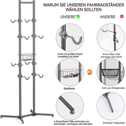 CXWXC Bike Stand Floor for 4 Bikes - Holds up to 70kg/160 pounds. Bike stand holder for indoor garage or outdoor storage.