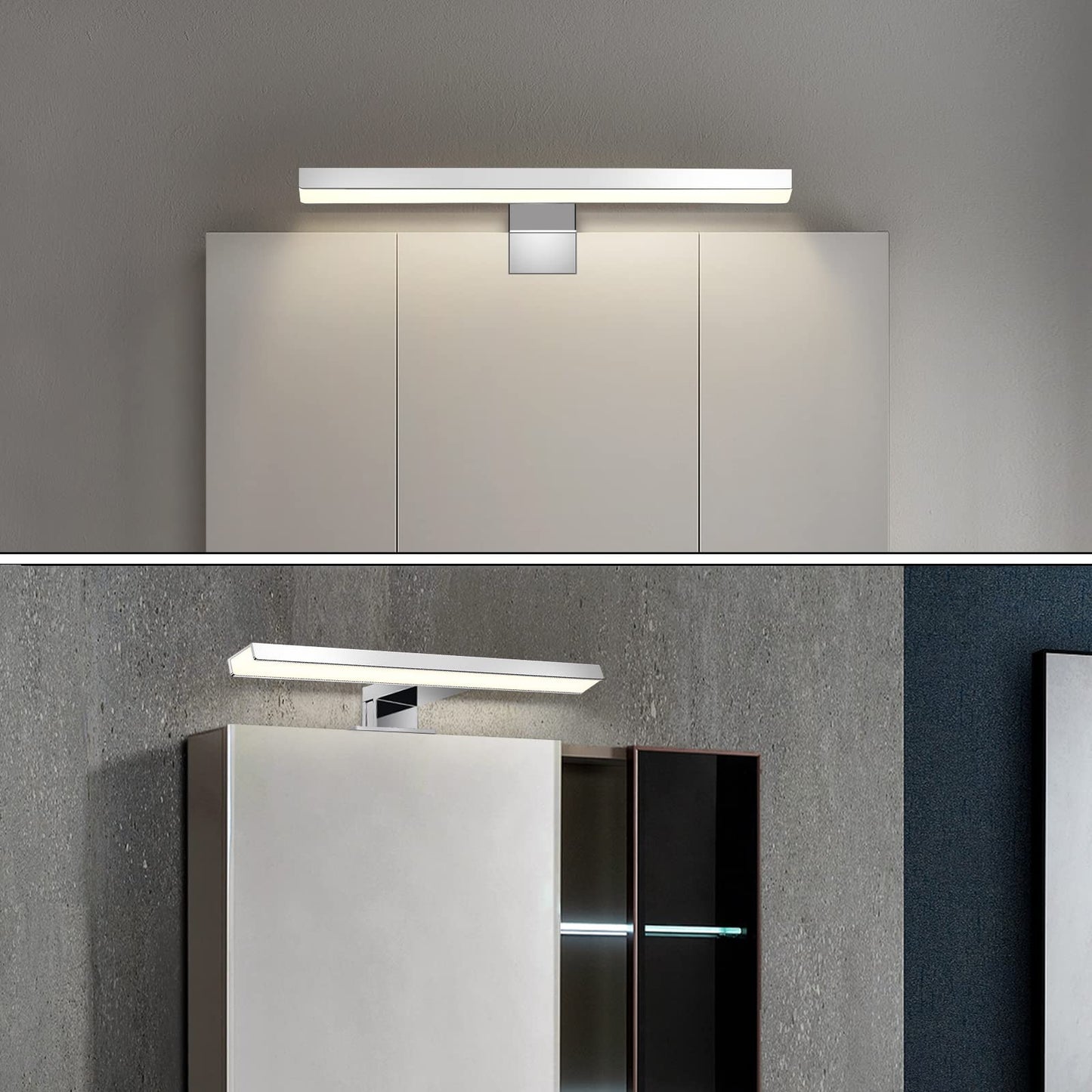 ERWEY 2 in 1 LED Mirror Light IP44 Bathroom Light Neutral White Makeup Light 230V Cabinet Light Mirror Cabinet Surface Mount Light Bathroom Clamp Light Wall Light (30cm 4000K 5W)