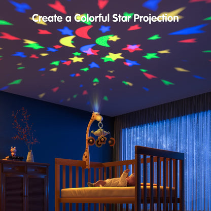 TUMAMA Mobile Baby Crib, 3 in 1 Baby Mobiles for Crib with Remote Control, Projection Night Light, Music Box, Crib Accessories Sensory Toys For Boys Girls Kids Gift
