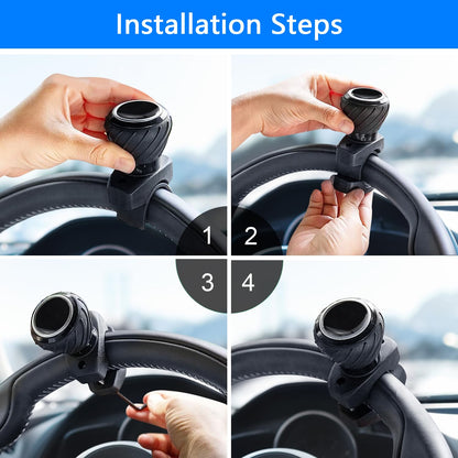 2 Pieces Universal Steering Wheel Knob Spinner, Tractor Steering Wheel Knob, Steering Wheel Spinner Knob, Steering Wheel Spin knob Steering Aid, Universal Steering Wheel Spinner for Automotive, Truck, Tractor, Forklift, etc. (Black-B)