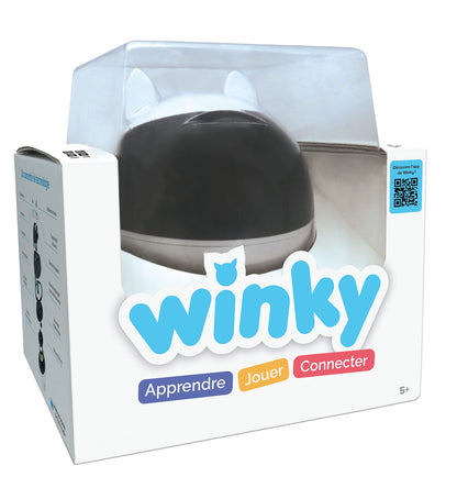 Lexibook, educational robot for learning robotics, building, loving, and playing to infinity, rechargeable, black/white, WINKYDE.