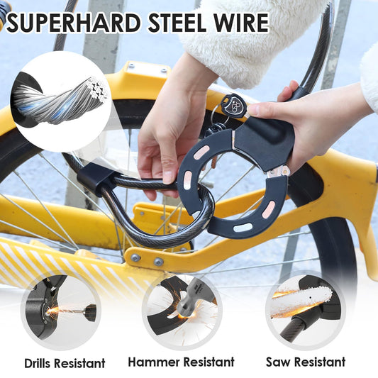 Gaethra E Scooter Lock, 120CM Lock for E Scooter, Handcuff Lock with Key, 14MM Thick Cable Lock High Security, E Roller Lock for Bike, Scooter, Stroller