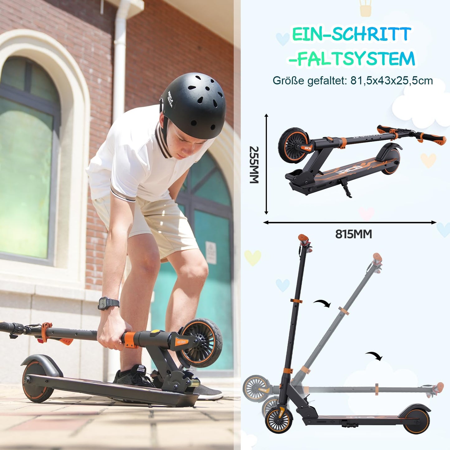 RCB TECH Electric Scooter for Kids (8-12-16 years) - Foldable e-Scooter - Max Range 16 KM - Max. 20 KM/H - Perfect gift for kids and teenagers.