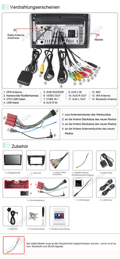 JUNHUA Android 12 car stereo for Mazda 6 GH1 GH2 2007-2013, 2G RAM+32G ROM, low-end model with 1280x800 9-inch touchscreen. Features Wireless CarPlay, Android Auto, Bluetooth, WiFi, USB, GPS.