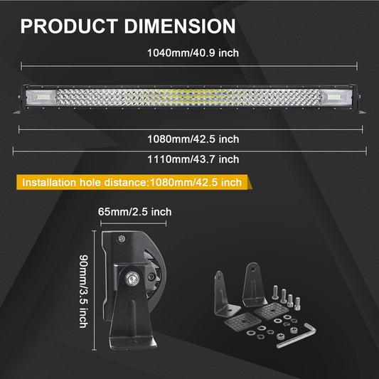 Willpower 42 inch 107CM 540W LED work light bar, LED spotlight 12V 24V, waterproof floodlight spot combo LED bar for off-road vehicle tractor, auxiliary spotlight reverse light bar.