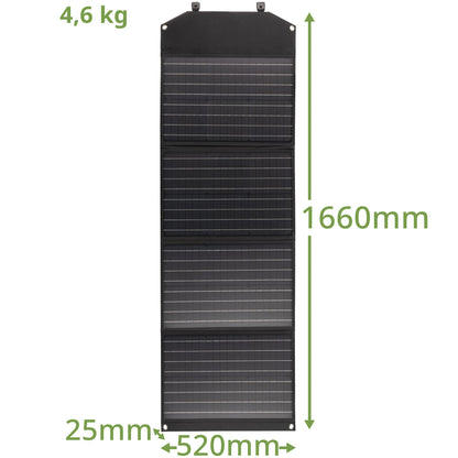 Bresser Solar Charger 120W with 1x DC and 3x USB-A ports including USB-A socket with QC3.0 for fast charging. Solar panel as a charger for smartphones, power stations etc.