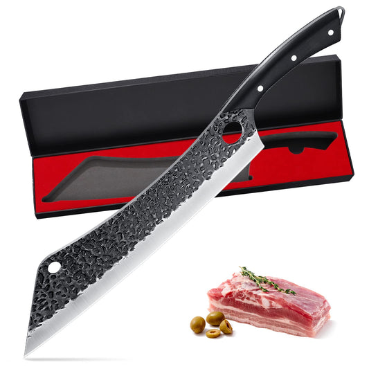 PURPLEBIRD 12" Long Cleaver Knife, Carving Knife, Ham Knife BBQ Meat Knife, Sharp Brisket Knife with Gift Box.