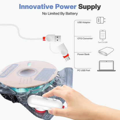 Vacbird 3D printer accessory Vacuum Kit, 10 pcs 3D filament black vacuum bags with USB pump (30 * 34cm) Can block sunlight for 3D printer filament storage, protect filament from moisture.