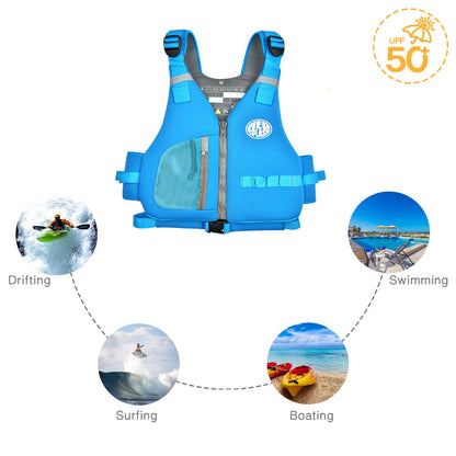 Adult swim vest, buoyancy aid, foam vest ideal for water sports, kayaking, boating, snorkeling (Blue, S)