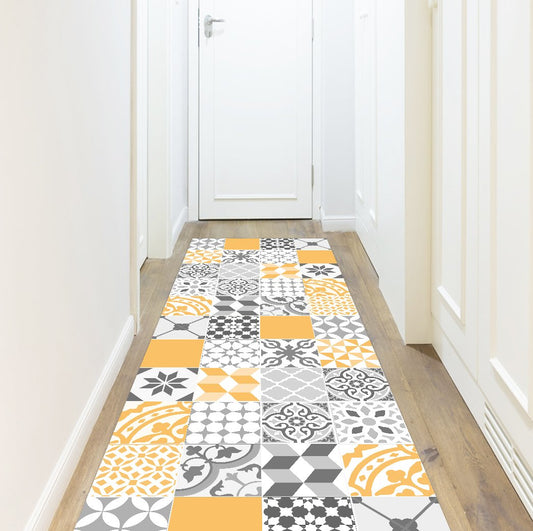 Viniliko Design Vinyl Rug, Yellow, 66 x 250 cm, non-slip, waterproof, washable, Various sizes, for living room, kitchen