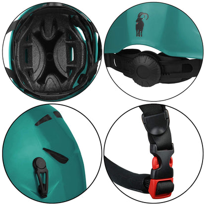 ALPIDEX climbing helmet, climbing harness + Stubai via ferrata set Basic 3.0, Color: Turquoise Green, Size: Harness - Universal size/red Pepper