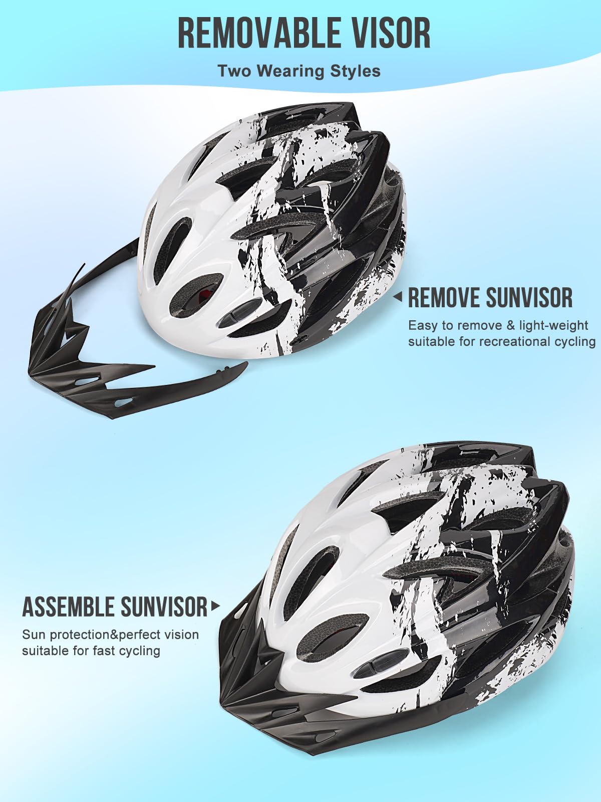 Kids bike helmet, Adjustable helmet for boys and girls aged 3-15, Multi-sport helmet (50-59cm), Safety helmet for biking, scooting, skating (White, S: 50-55cm)