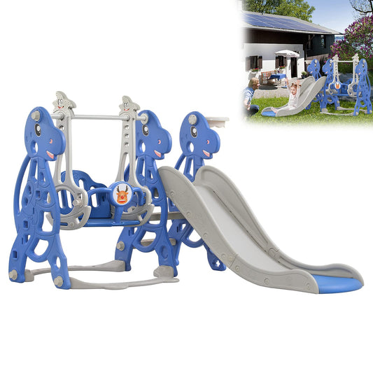 Kids slide 4-in-1 playground with basketball hoop, extra long slide, swing, easy to assemble baby slide for indoor and outdoor use, backyard (175x40x105cm)