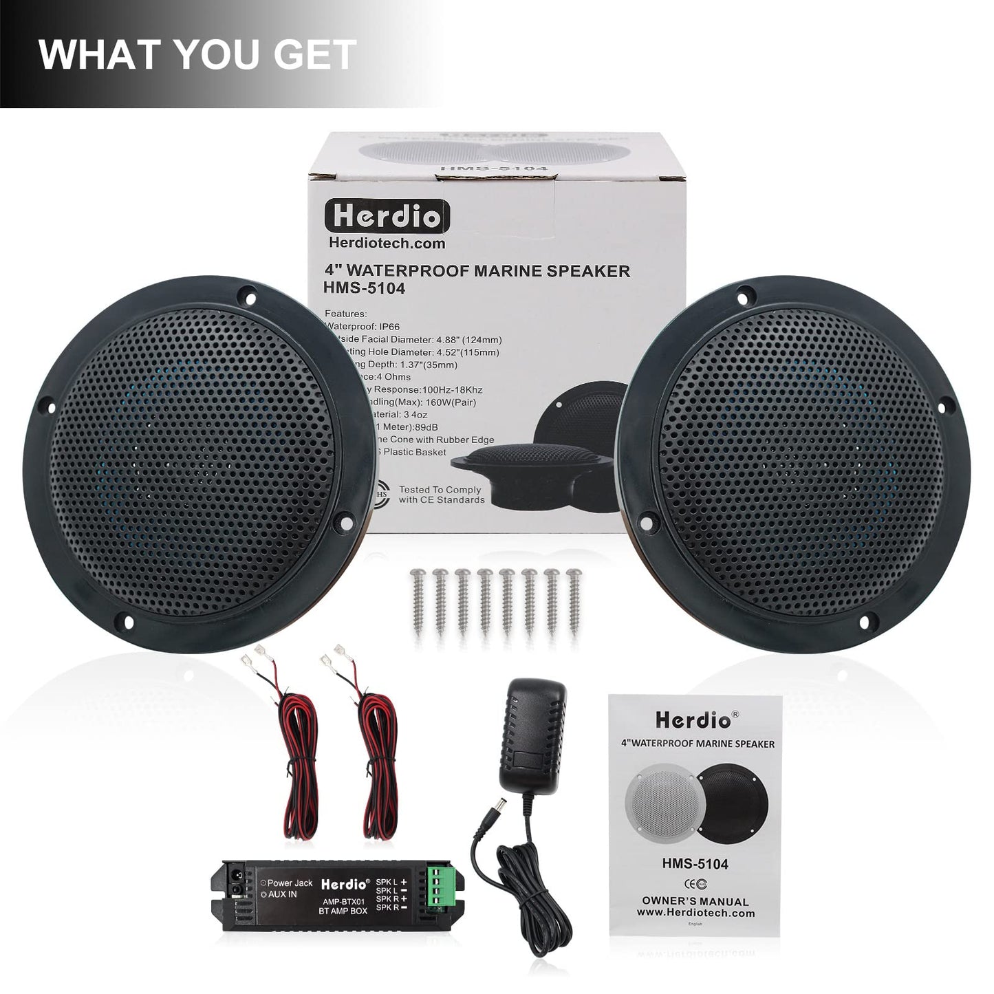 Herdio 4 inch ceiling speakers, waterproof recessed speakers, flush mount sound, compatible with Bluetooth.