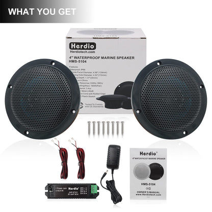 Herdio 4 inch ceiling speakers, waterproof recessed speakers, flush mount sound, compatible with Bluetooth.