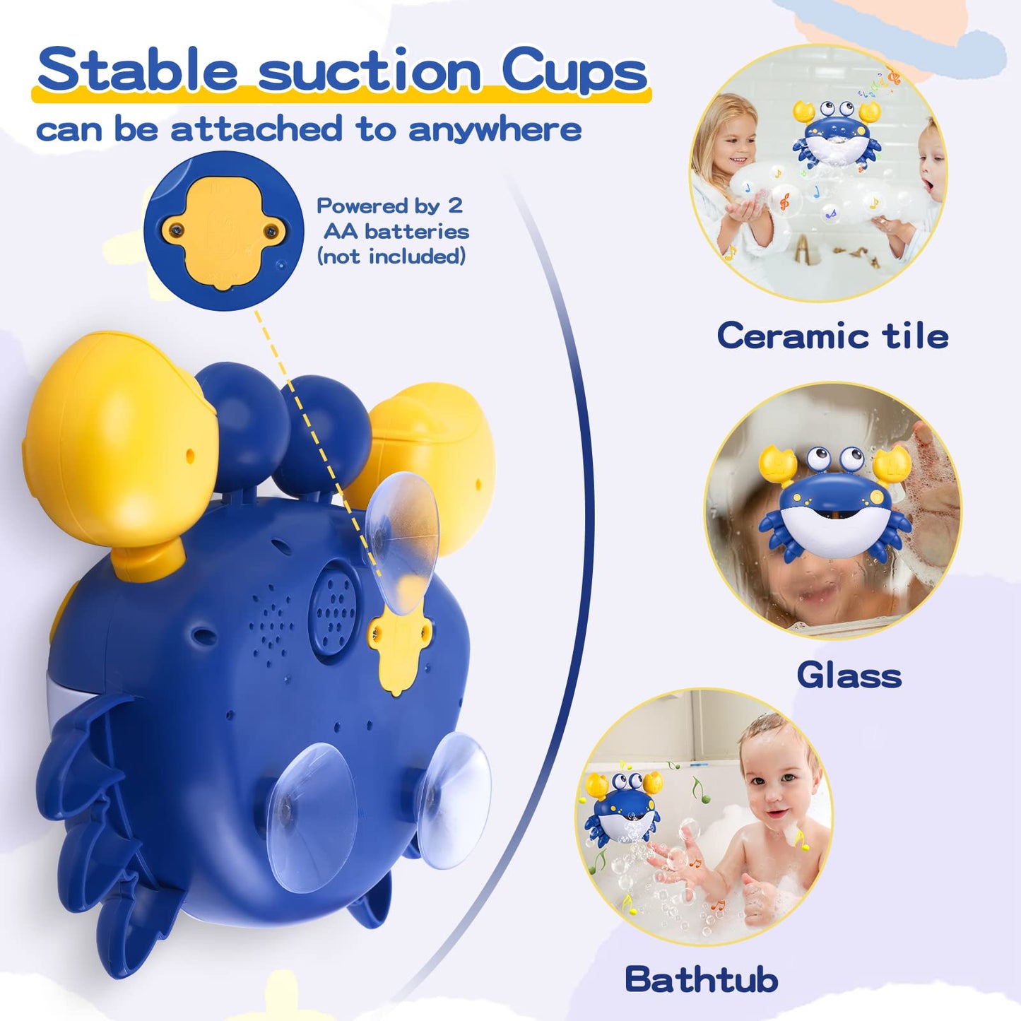 Jiosdo bathtub toy, crab bath toy bubble with music, bath toy for baby 1 2 3 4 year olds, bathtub toy water toy for children, gifts for boys and girls (blue)