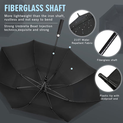 ZOMAKE Large Windproof Umbrella XXL, Large Golf Umbrella Windproof Stable, Large Golf Umbrella for Men Women 2 Persons (Black)