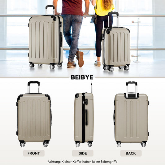 BEIBYE- Hardshell Suitcase Luggage Trolley Spinner Suitcase Travel Bag Combination Lock 4 Twin Wheels (Champagne, Luggage Set)