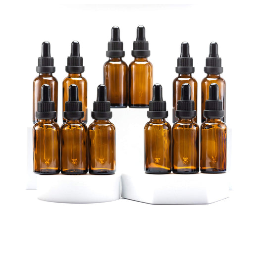 YIZHAO 30ml dropper bottle, amber glass apothecary bottle with dropper pipette, suitable for essential oils, perfume oils, aromatherapy, fragrances, liquids - 12pcs.