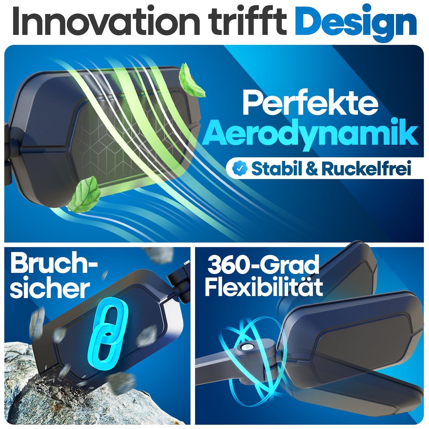 NEXTCOVER® handlebar bike mirror [right] with ProVision real glass I stable bike rearview mirror I mirror right I bike rearview mirror I eBike I EScooter I bike mirror E Bike