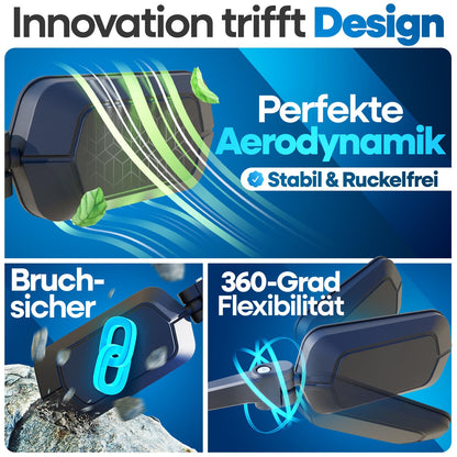 NEXTCOVER® handlebar bike mirror [right] with ProVision real glass I stable bike rearview mirror I mirror right I bike rearview mirror I eBike I EScooter I bike mirror E Bike