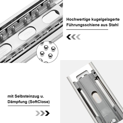 Ansobea drawer slides 650mm, ball bearing slides with 45 kg load capacity full extensions, drawer slide telescopic rail, Full stretch size 1300mm, 3 pairs (6 pieces)