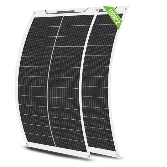 ECO-WORTHY 200W Flexible Solar Panel 2 pieces 100W Solar Panel 12V, Monocrystalline Solar Module with Cable for 12V Batteries RV Car Boat Camping.