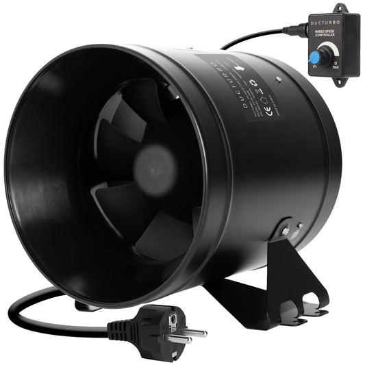 DUCTURBO duct fan 200mm Adjustable, 1205m³/h Inline duct fan Exhaust fan Ideal duct fan for grow tents, ventilation, and exhaust fan