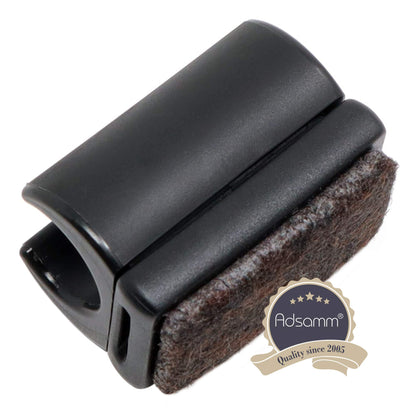 Adsamm® / 32 x Clamp shell glider with felt / Black / ø 12-13 mm / Round / Shell glider with interchangeable felt for steel tube chairs