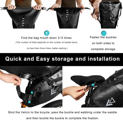 Jeebel Waterproof BackLoader Saddle Bag - 10L Bikepacking Bags for Road and Mountain Bikes.